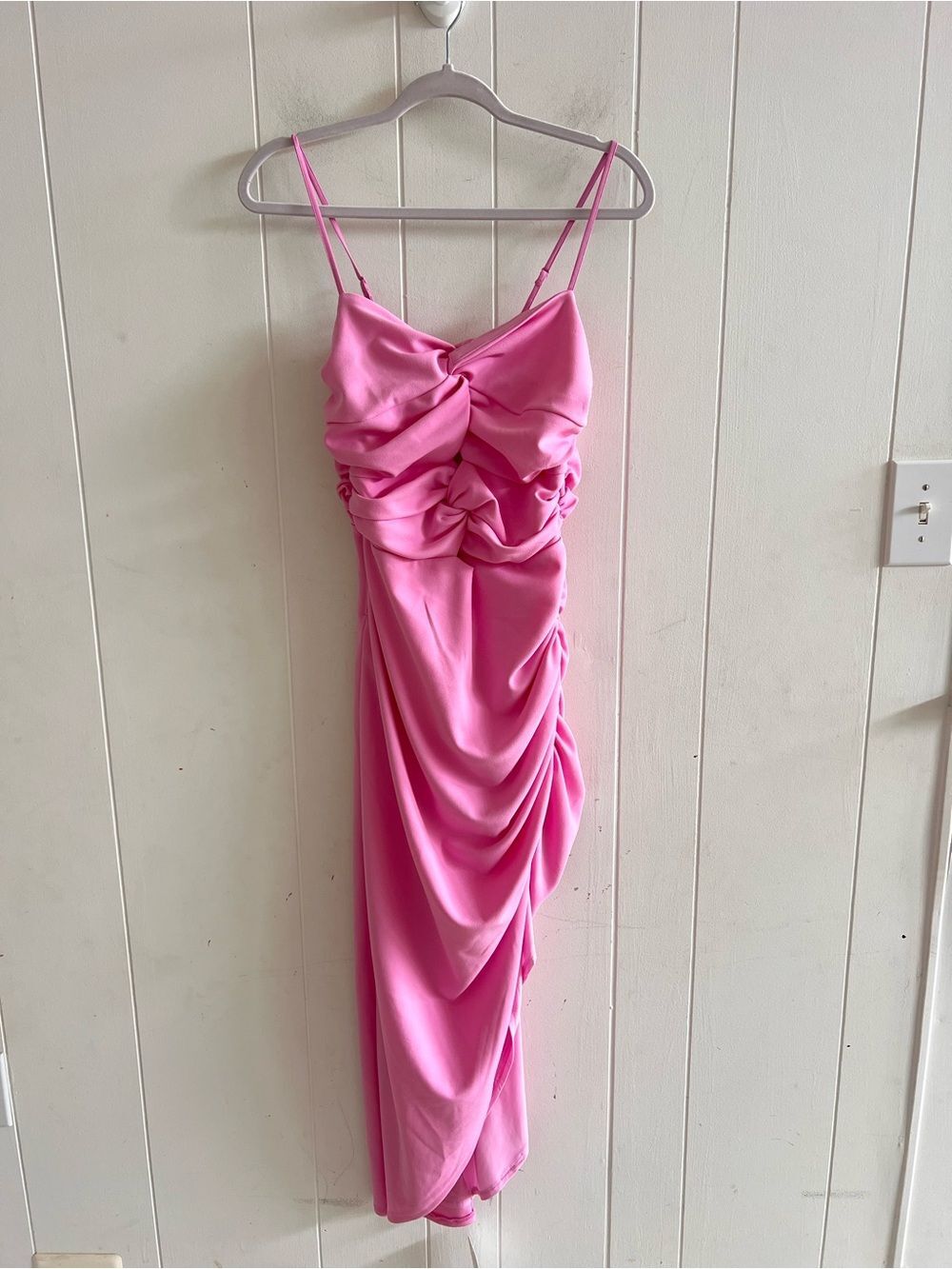 Abercrombie & Fitch Ruched Front Cutout Asymmetrical Midi Dress NWT